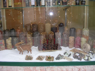 Christmas window dressing Silva luxury food shop Lisbon