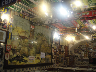 Restaurant 'Adega de São Roque' Lisbon tiles and football scarfs Restaurant 'Adega de São Roque' Lisbon tiles and football scarfs