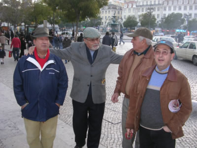 Rossio Lisbon people are fond of hats